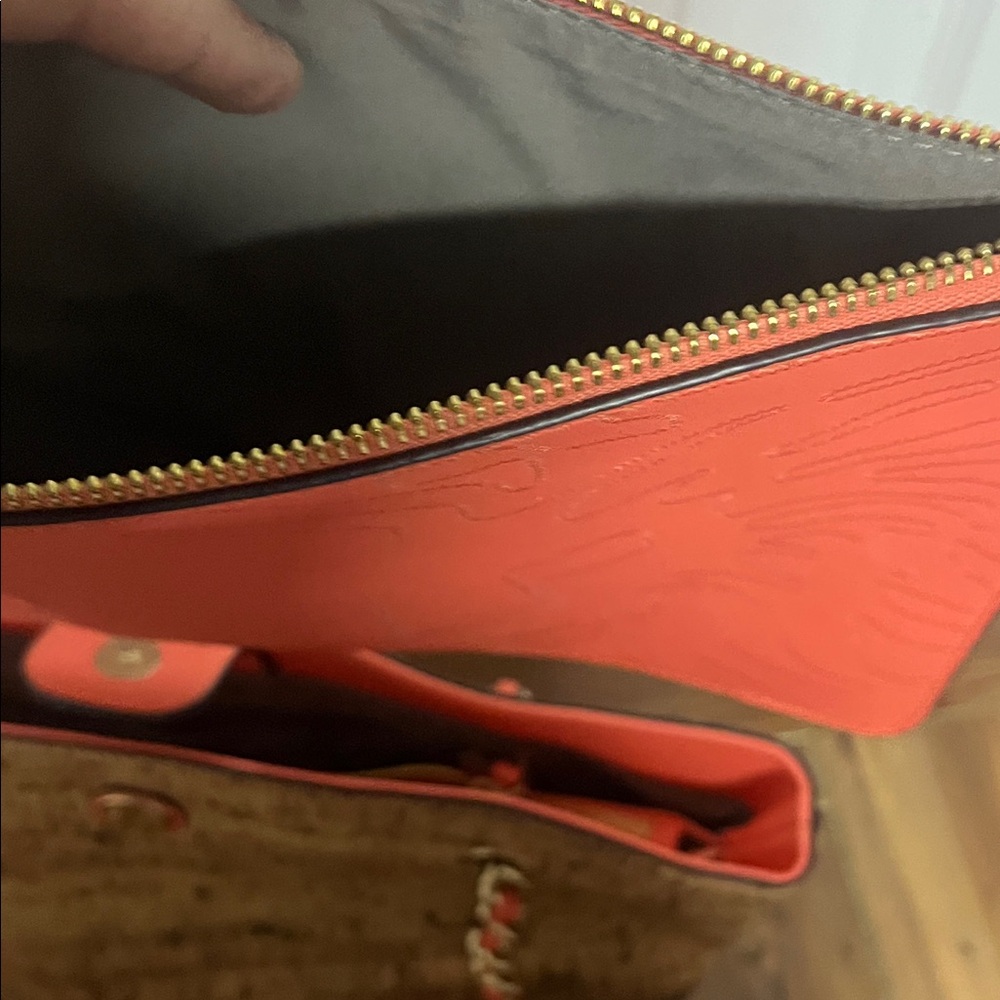 Anne Klein Coral and Tan Tote Bag - Picture 9 of 13